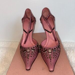 Miu Miu Pink Embellished Heels
